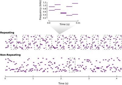 Familiarization with meaningless sound patterns facilitates learning to detect those patterns among distracters